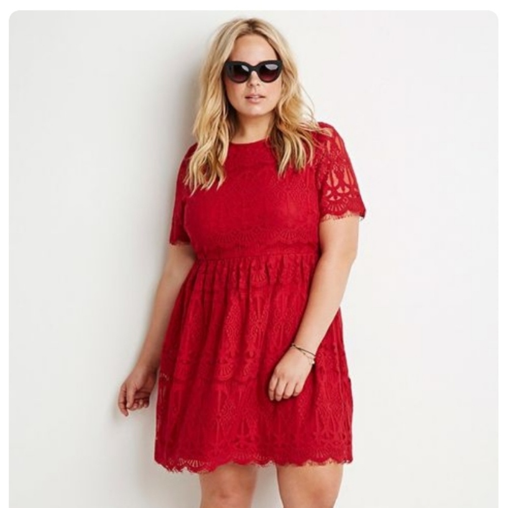 🔸️SOLD🔸️ Forever 21 Plus Eyelash Lace Dress - Picture 2 of 5